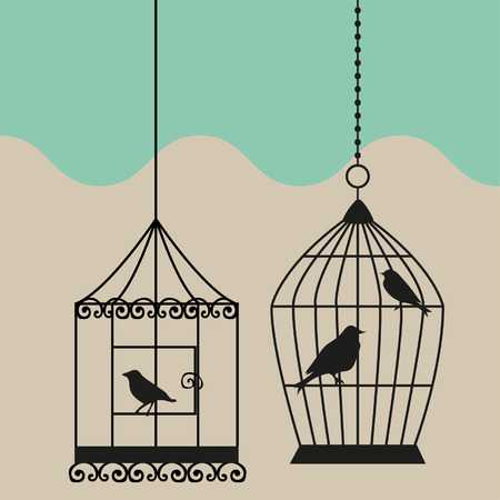 Vintage Bird Cage - Vector Illustrationのイラスト素材