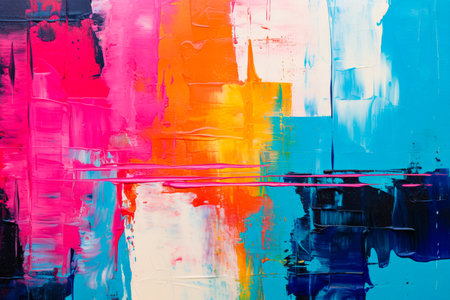 Painting of multicolored abstract background with black border. Generative AI.の素材