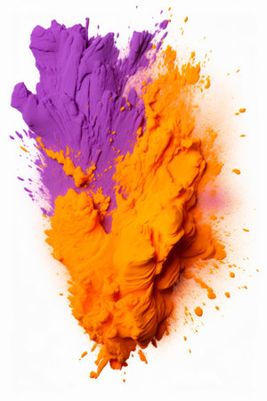 Group of different colored powders on white surface with white background. Generative AI.の素材