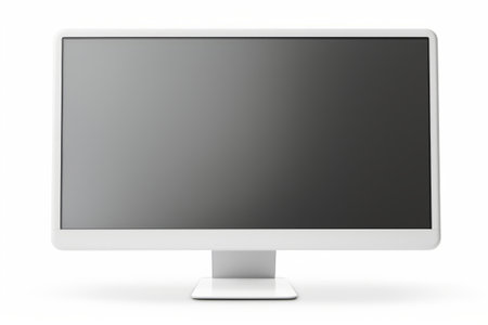 Computer monitor with white background and white base on the screen. Generative AI.の素材