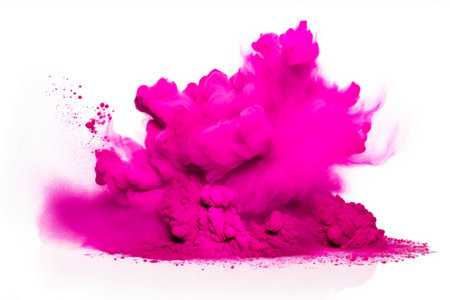 Pink substance is in the air on white background with white background. Generative AI.の素材