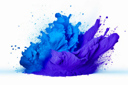Blue and purple substance are mixed together in liquid mixture. Generative AI.の素材