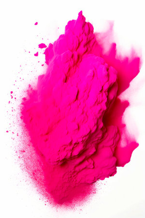 Pink substance is sprinkled with pink powder on white background. Generative AI.の素材
