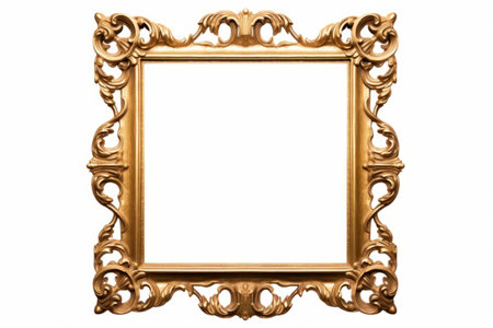 Gold frame with decorative pattern on the edges of it. Generative AI.の素材