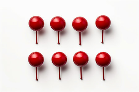 Group of red balls sitting on top of white surface. Generative AI.の素材