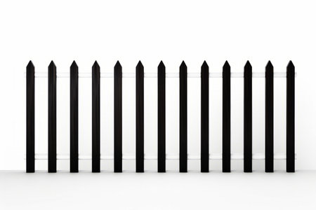 Black and white photo of fence with white background. Generative AI.の素材