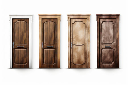 Row of doors with different styles of doors on them, all in different colors. Generative AI.の素材