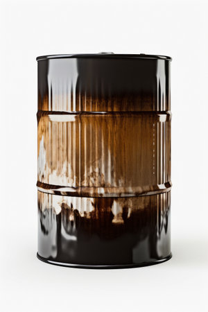Large brown barrel with white background and white background. Generative AI.の素材