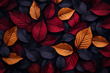 Bunch of leaves that are on table together, with the colors of the leaves. Generative AI.の素材