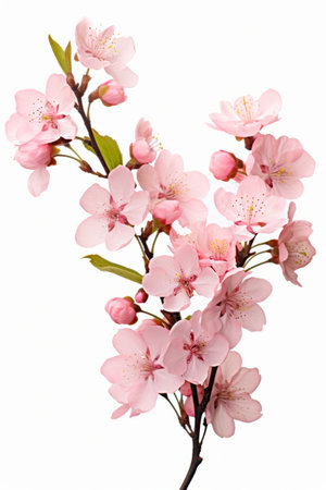 Vase filled with pink flowers on top of table next to white wall. Generative AI.の素材
