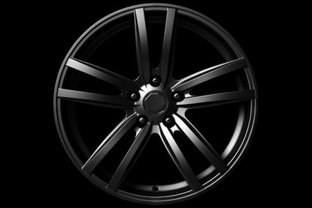 Black wheel on black background with black background and black background. Generative AI.の素材