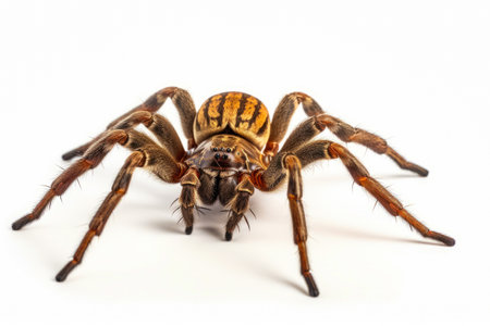 Close up of spider on white background. Generative AI.の素材