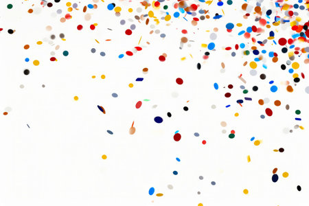 Bunch of confetti on white background with lot of confetti. Generative AI.の素材