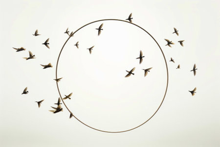 Circle of birds flying around circle of birds flying around. Generative AI.の素材