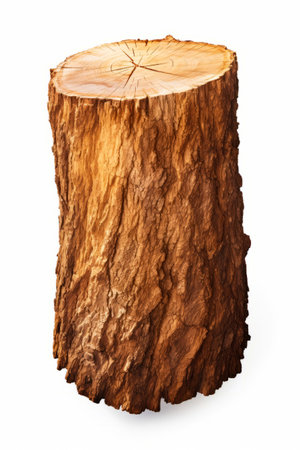 Tree stump with clock on top of it's side. Generative AI.の素材