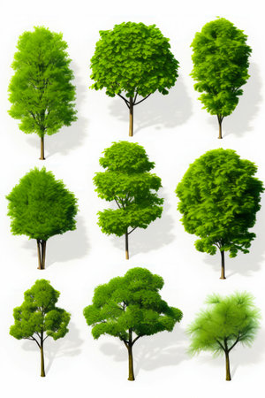 Bunch of trees that are in different stages of growth and sizes. Generative AI.の素材