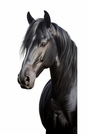 Black horse is shown in this image. Generative AI.の素材