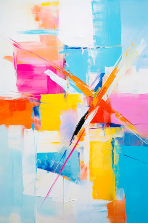 Image with lot of different colors on it and black line. Generative AI.の素材
