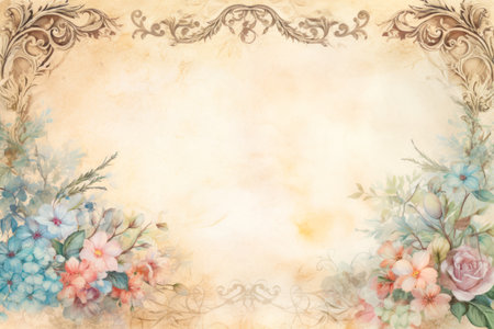 Picture of floral background with place for text. Generative AI.の素材