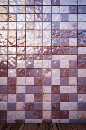 Tile wall with pattern of different colors and shapes. Generative AI.の素材