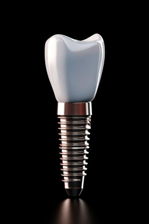 Dental implant with black background and black background. Generative AI.の素材