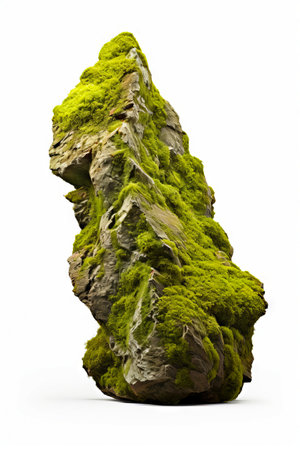 Very tall rock covered in green mossy mossy moss. Generative AI.の素材