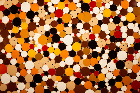 Large group of circles that are all over the wall. Generative AI.の素材