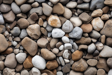 Bunch of rocks that are together on the beach or in pond. Generative AI.の素材