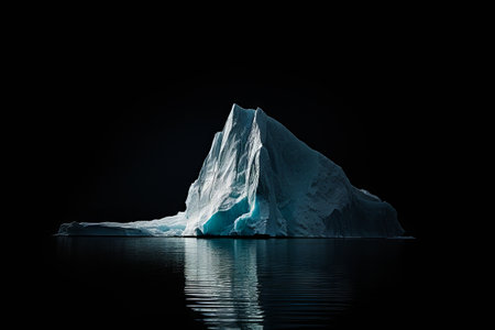 Large iceberg floating in the middle of lake. Generative AI.の素材