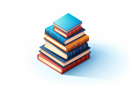 Stack of books sitting on top of each other on white surface. Generative AI.の素材
