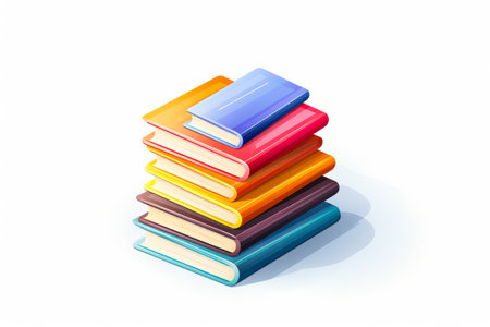 Stack of books sitting on top of each other on white surface. Generative AI.の素材