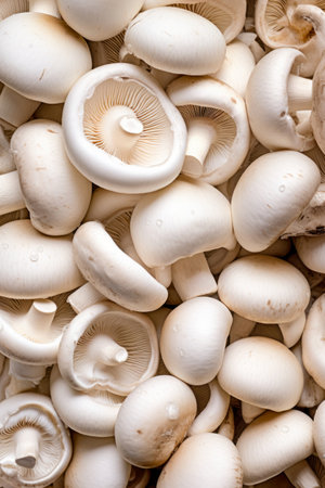 Pile of mushrooms that are white and brown in color. Generative AI.の素材
