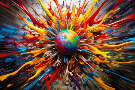 Colorful object with lots of paint splatters on it. Generative AI.の素材