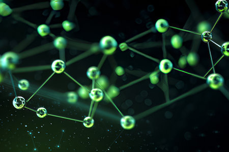 Green and black background with bunch of bubbles on it. Generative AI.の素材