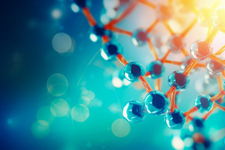 Close up of structure with many spheres on it. Generative AI.の素材