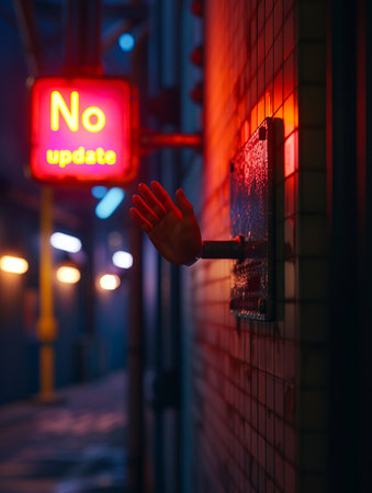 A hand is reaching out of a door in a dark alley.の素材