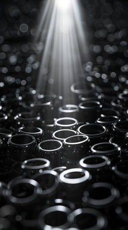 A black background with a light shining through.の素材