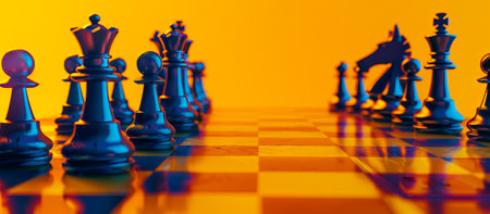 Chess pieces on a chest board.の素材