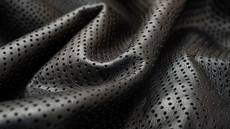 A close up of a black leather fabric.の素材