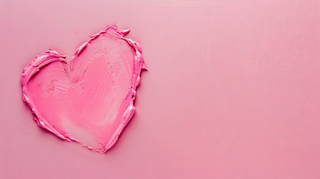 A pink heart painted on a white background.の素材