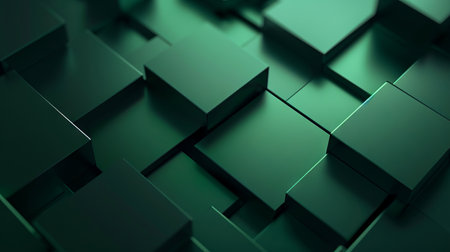 A green abstract background with squares.の素材