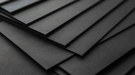 Black paper stacks stacked on top of each other.の素材