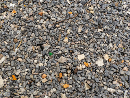 A close up of a pile of gravel on the ground.の写真素材