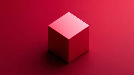 A red cube on a red background.の素材