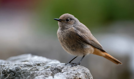 A small bird sitting on top of a rock.の素材
