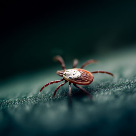 A ticking on a green leaf.の素材