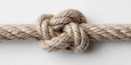 A knot of rope on a white background.の素材