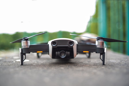 drone copter flying with digital camera.Drone with high resolution digital camera. Flying camera...