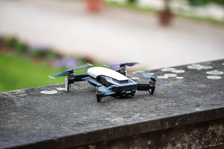 drone copter flying with digital camera.Drone with high resolution digital camera. Flying camera...
