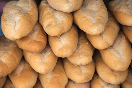 Fresh fragrant bread on the restaurantの写真素材